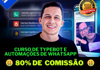 CURSO DE TYPEBOT [ADVANCED] + 100 FUNIS TEMPLATES  + AULAS DE AUTOMAÇÃO WHATSAPP + AULAS CONVIDADOS MÚLTIPLOS 7 DÍGITOS